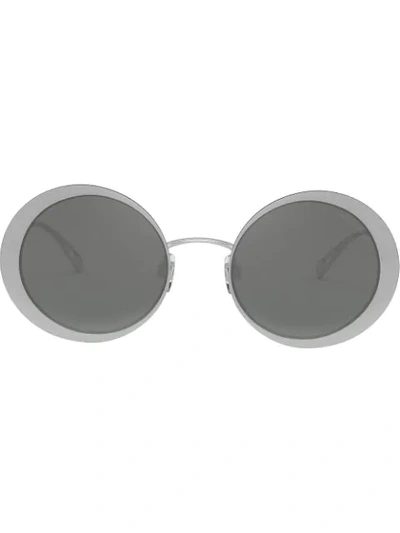 Shop Giorgio Armani Round Frame Sunglasses In Silver