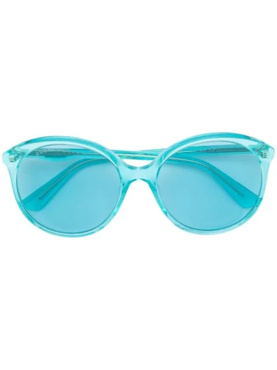 Shop Gucci Round Frame Sunglasses In Blue