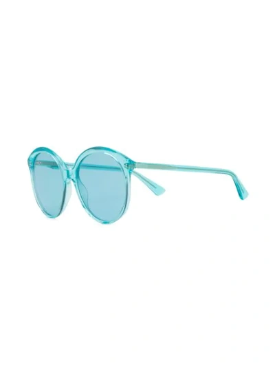 Shop Gucci Round Frame Sunglasses In Blue