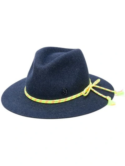 Shop Maison Michel Rope Trim Fedora Hat In Blue