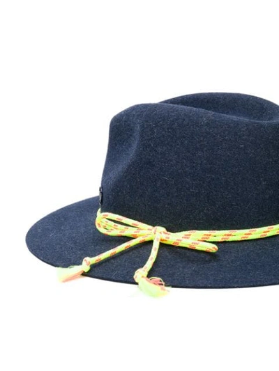 Shop Maison Michel Rope Trim Fedora Hat In Blue
