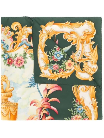 Pre-owned Gucci Floral Patterned Scarf In Green
