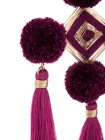 Shop Mercedes Salazar Pompom Tassel Earrings - Purple