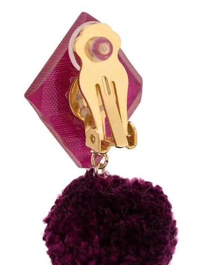 Shop Mercedes Salazar Pompom Tassel Earrings - Purple