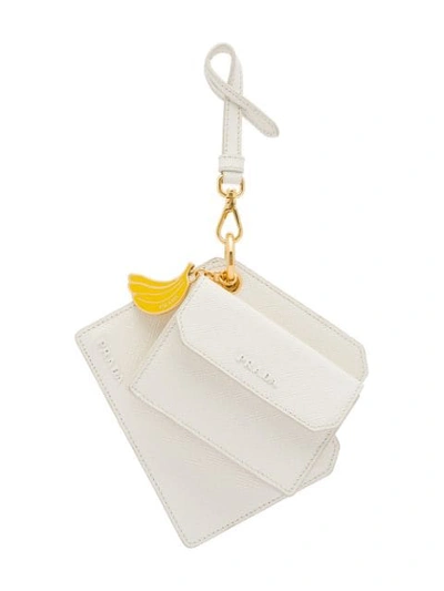 Shop Prada Banana Charm Keychain In White