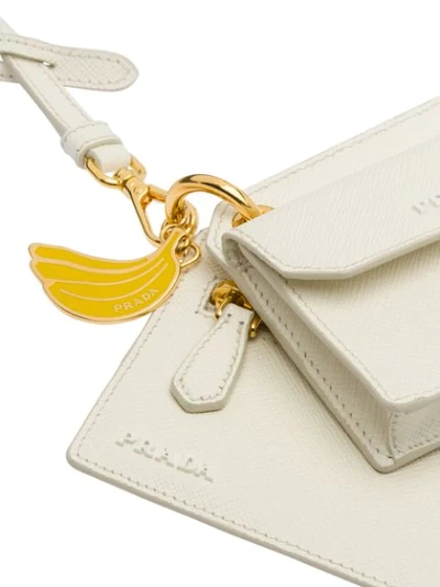 Shop Prada Banana Charm Keychain In White