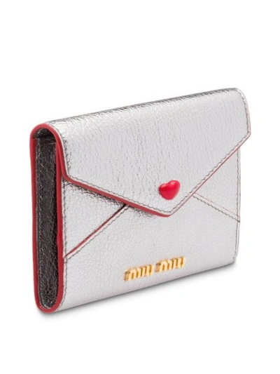 Shop Miu Miu Madras Love Envelope Card Holder In Metallic