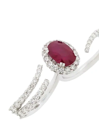 Shop Yeprem 18kt White Gold Ruby And Diamond Ring In Metallic