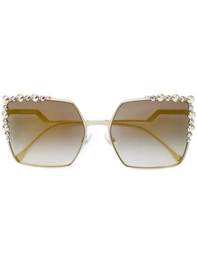 Shop Fendi Can Eye Sunglasses In Metallic
