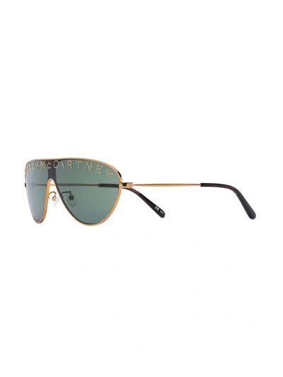 Shop Stella Mccartney Logo Aviator Sunglasses In Gold
