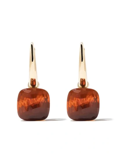 Shop Pomellato 18kt Rose Gold & White Nudo Citrine Quartz Earrings In Orange