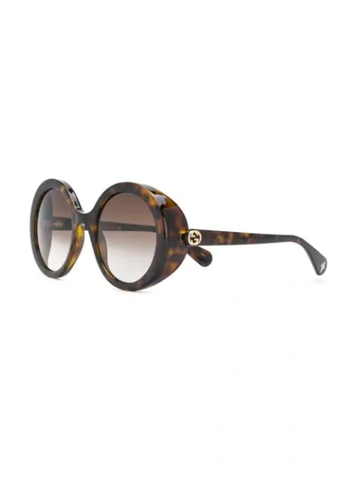 Shop Gucci Round Tinted Sunglasses In Brown