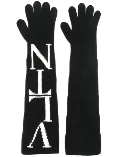 Shop Valentino Vltn Logo Gloves In Black