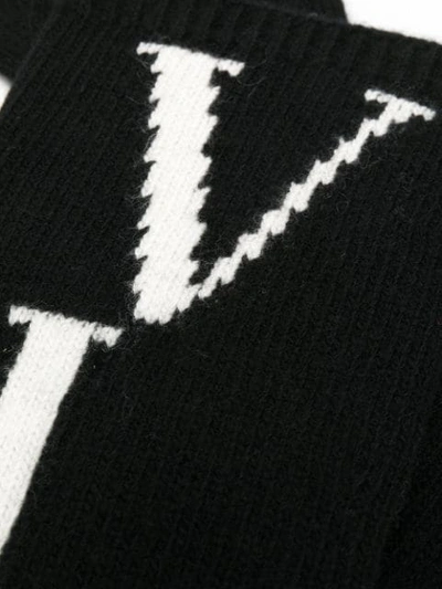 Shop Valentino Vltn Logo Gloves In Black