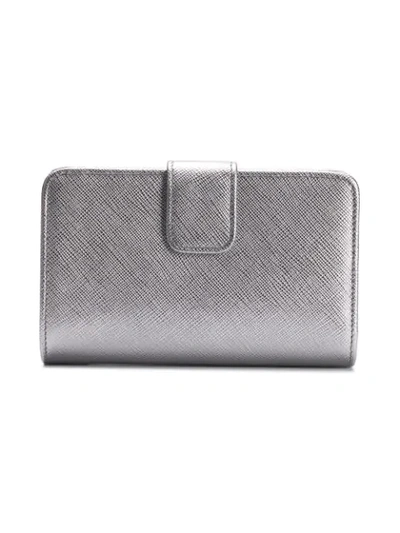 Shop Prada Foldover Snap Wallet - Metallic