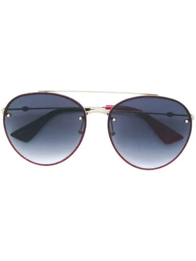 Shop Gucci Round Pilot-frame Sunglasses In Red