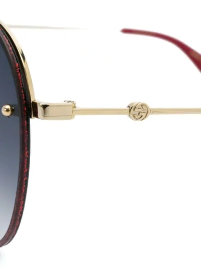 Shop Gucci Round Pilot-frame Sunglasses In Red