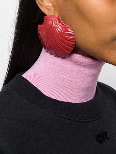 Shop Atu Body Couture Large Shell Earrings In Red