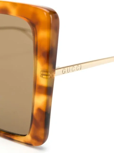 GUCCI EYEWEAR OVERSIZED SQUARE FRAME SUNGLASSES - 棕色