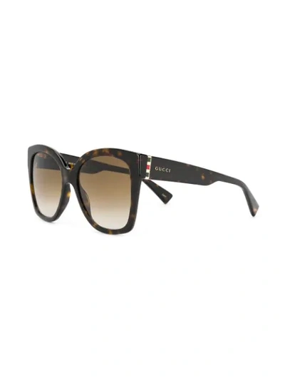 Shop Gucci Tortoiseshell Square Sunglasses In Brown