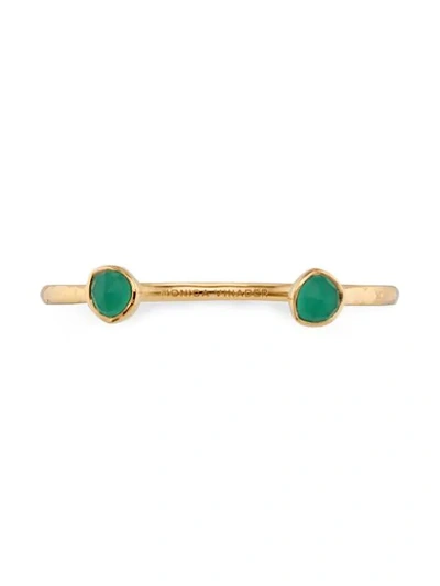 Shop Monica Vinader Siren Thin Green Onyx Cuff In Gold