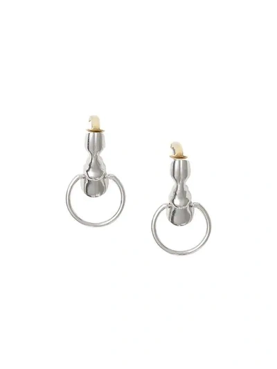 Shop Burberry Palladium-plated Hoof Hoop Earrings In Palladio