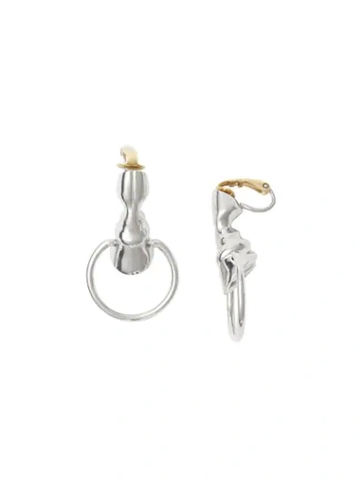 Shop Burberry Palladium-plated Hoof Hoop Earrings In Palladio