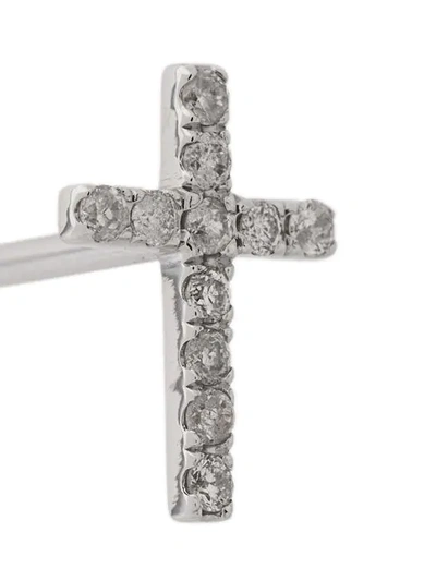 Shop Ann Demeulemeester Single Diamond Cross Earring In Silver