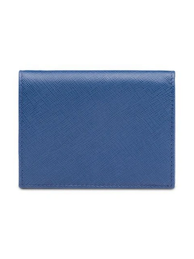 Shop Prada Logo-plaque Folding Wallet In Blue