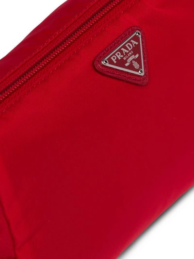 Shop Prada Logo Cosmetic Bag In Red