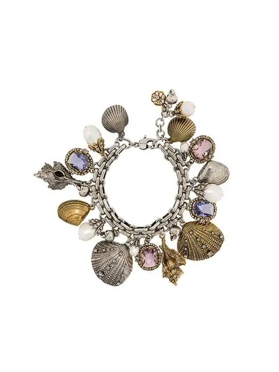 Shop Alexander Mcqueen Shells Bracelet In Metallic