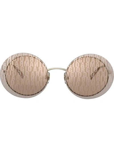 Shop Giorgio Armani Round Frame Sunglasses In Gold