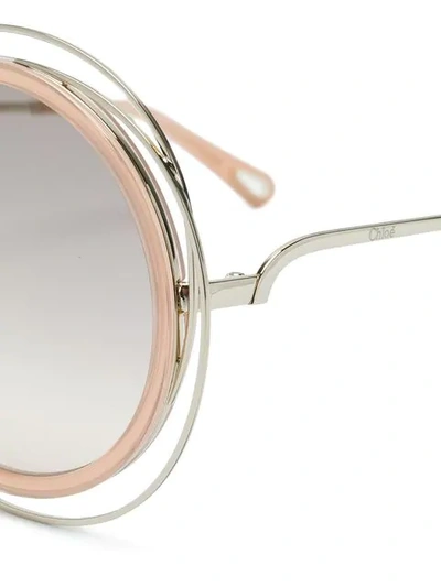Shop Chloé Round Framed Sunglasses In Neutrals