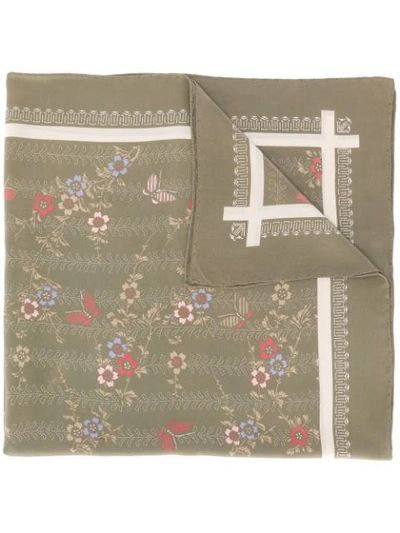 Pre-owned Emanuel Ungaro 1970's Floral Scarf In Green