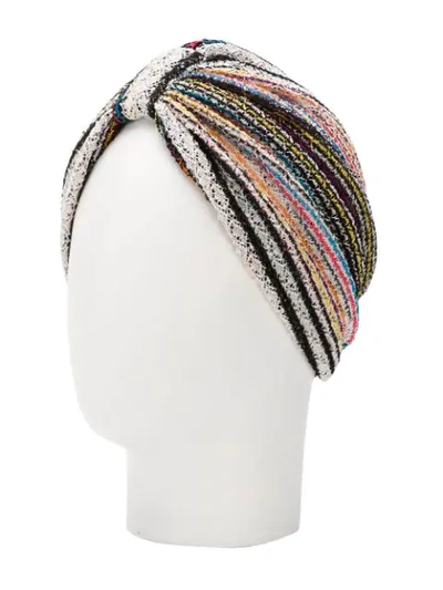 Shop Missoni Knitted Turban In Blue