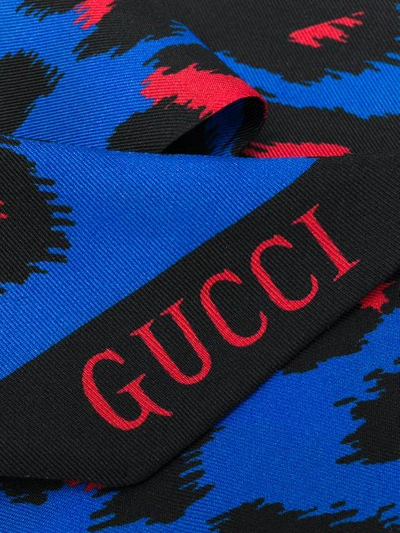 GUCCI 豹纹围巾 - 蓝色