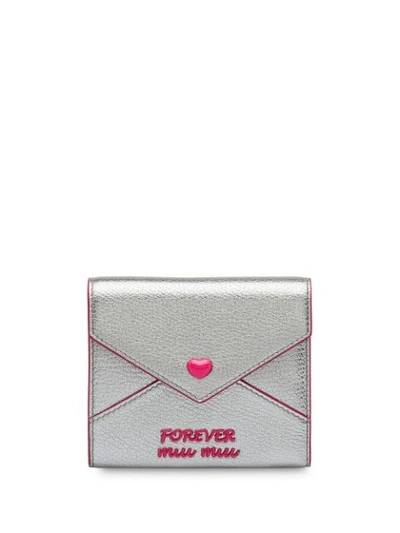 Shop Miu Miu 'love' Portemonnaie In Silver