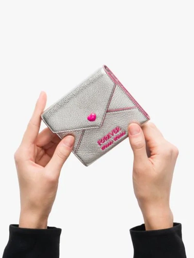 Shop Miu Miu 'love' Portemonnaie In Silver