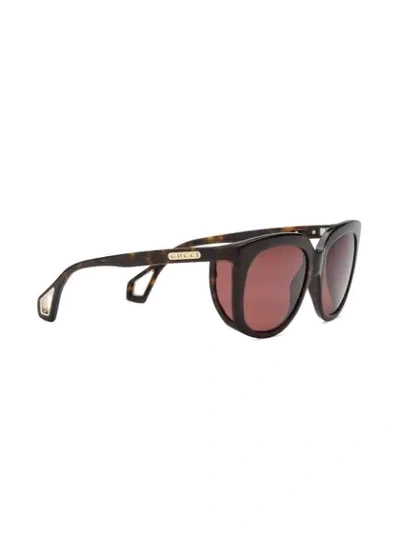 Shop Gucci Square-frame Sunglasses With Blinkers In Brown