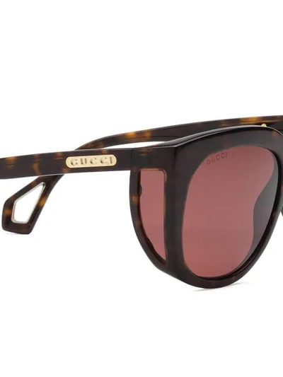 Shop Gucci Square-frame Sunglasses With Blinkers In Brown