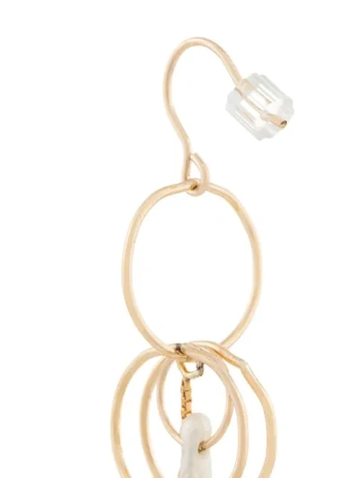 Shop Petite Grand Three Circle Long Shell Earrings In Gold