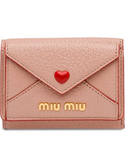 Shop Miu Miu Madras Love Wallet In Pink