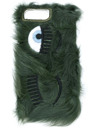 Shop Chiara Ferragni Faux Fur Flirting Iphone 7 Plus Case - Green