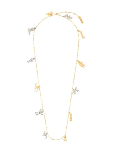Shop Marni Toy Charm Necklace In 00y65 Gold Silver