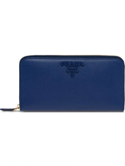 Shop Prada Continental Wallet In Blue