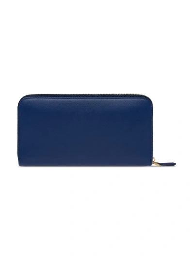 Shop Prada Continental Wallet In Blue