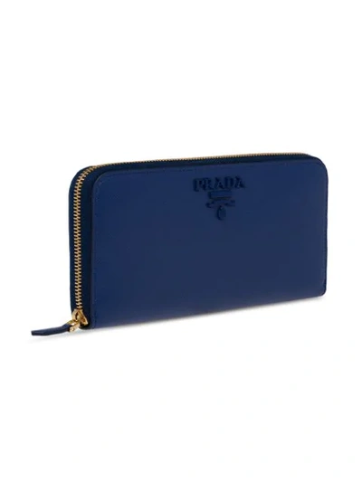 Shop Prada Continental Wallet In Blue