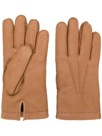 Shop Omega Classic Gloves In Brown