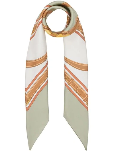 Shop Burberry Archive Scarf Print Silk Square Scarf In Green