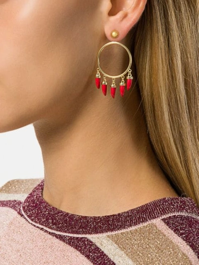 Shop Eshvi Fang Pearl Charm Earrings In Metallic